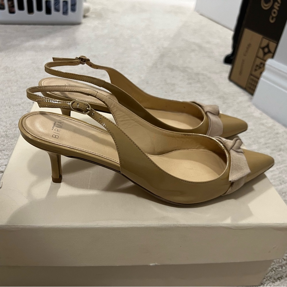 ALEXANDRE BIRMAN Pam SAND PATENT/SAND SUEDE Slingback - Size 40